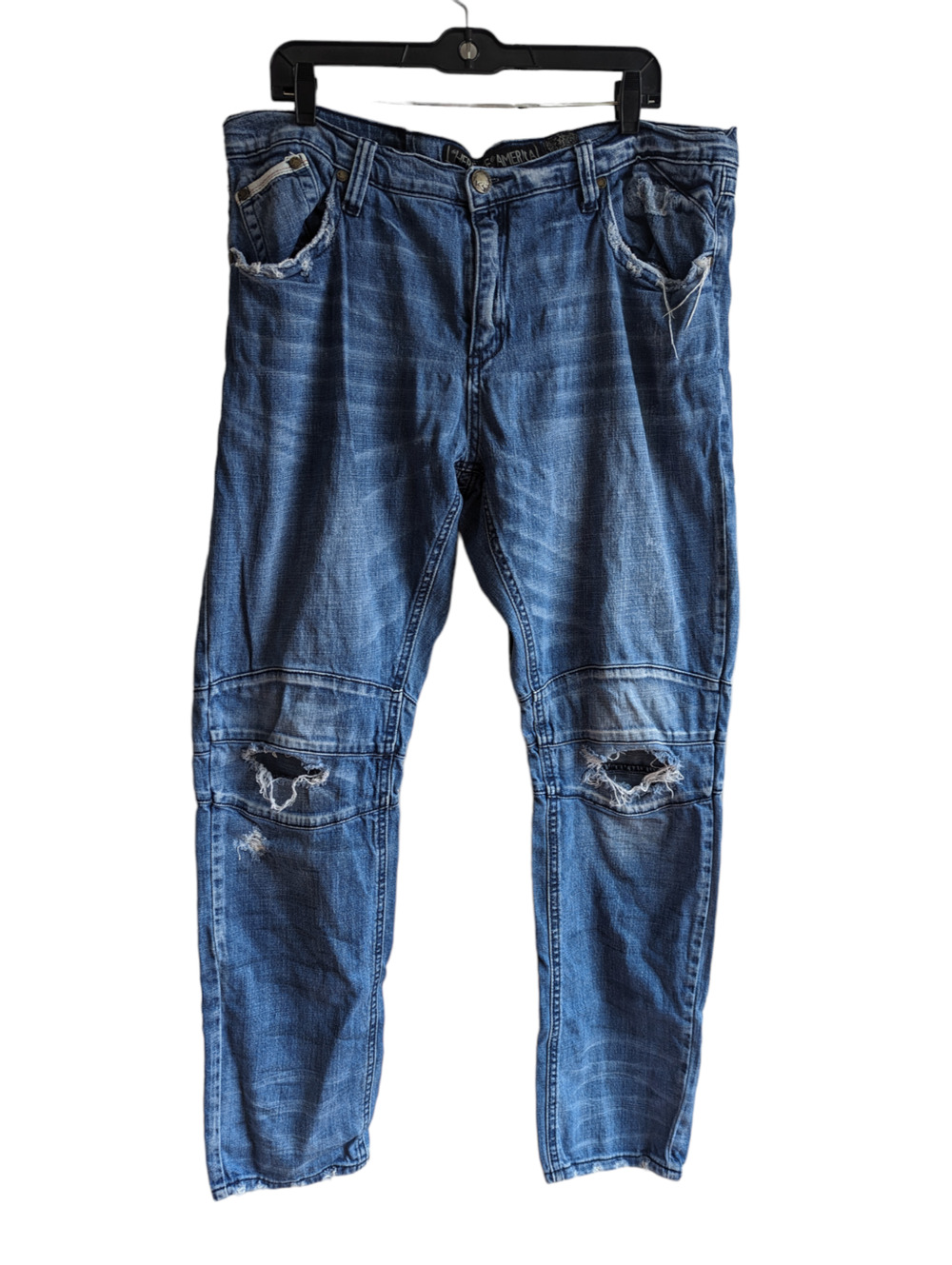 Heritage America Denim Distillery Distressed Men's Blue Jeans 40x34